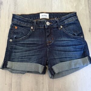 Hudson Jeans Girls Rolled Cuff Denim Shorts - Dark Blue